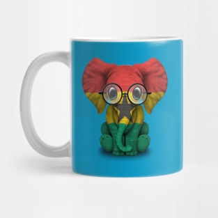 Baby Elephant with Glasses and Ghana Flag Mug